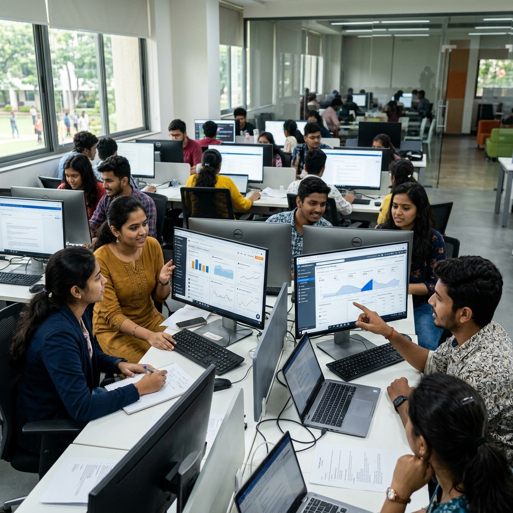 Students working on SEO project